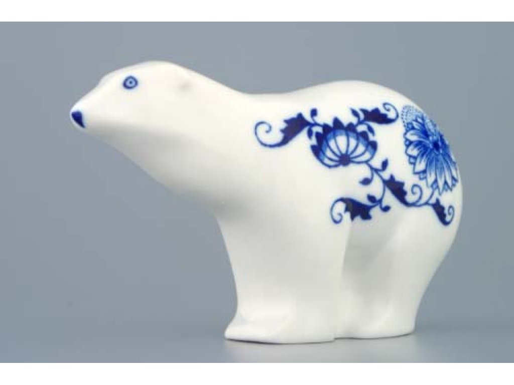 Cibulák medvídek 15 cm originální cibulákový porcelán Dubí, cibulový vzor,