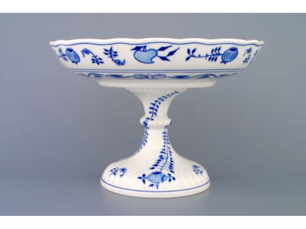 Zwiebelmuster Fruit Bowl on High Foot 26cm, Original Bohemia Porcelain from Dubi