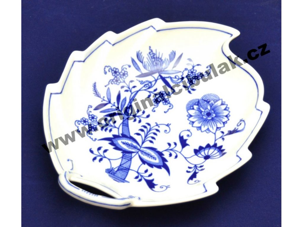 Cibulák mísa list 22 cm originální cibulákový porcelán Dubí, cibulový vzor,