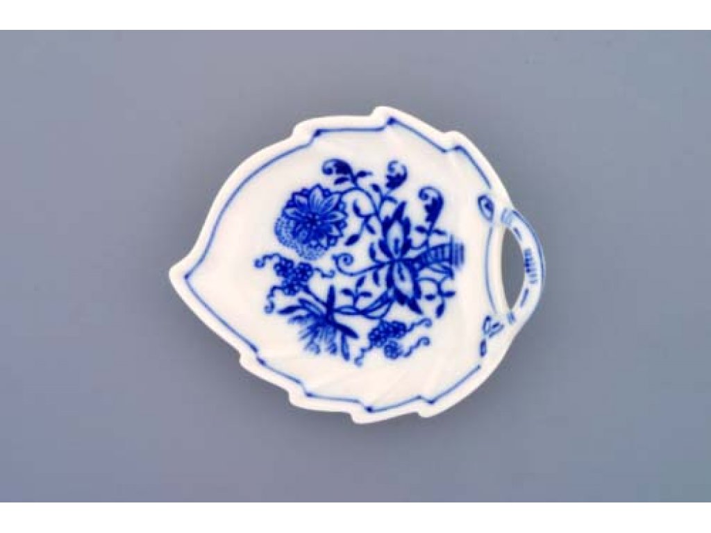 Cibulák mísa list mini 8 cm originální cibulákový porcelán Dubí, cibulový vzor,