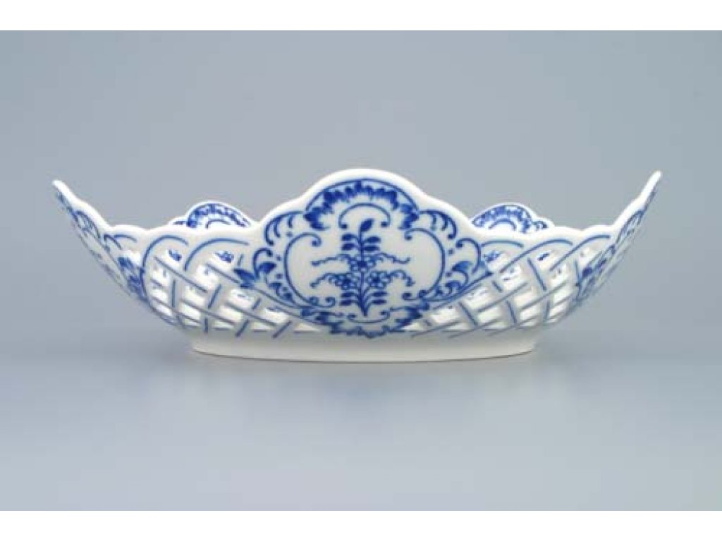 Cibulák mísa pětihranná prolamovaná 24 cm originální cibulákový porcelán Dubí, cibulový vzor,