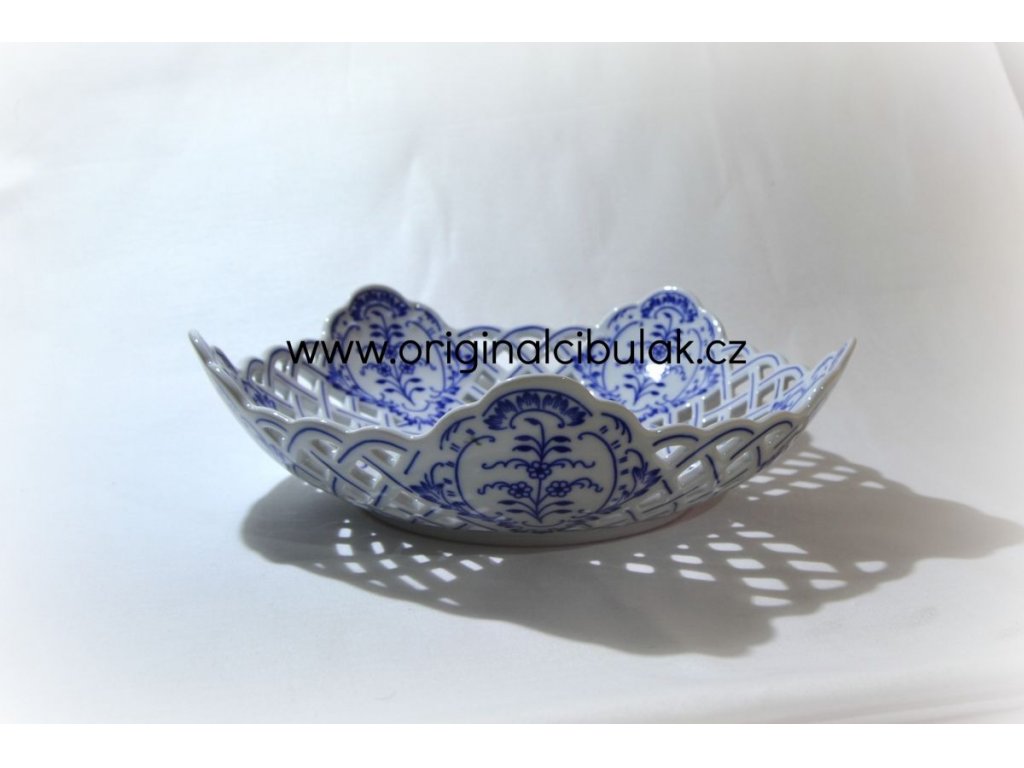 Cibulák mísa pětihranná prolamovaná 28 cm originální cibulákový porcelán Dubí, cibulový vzor,
