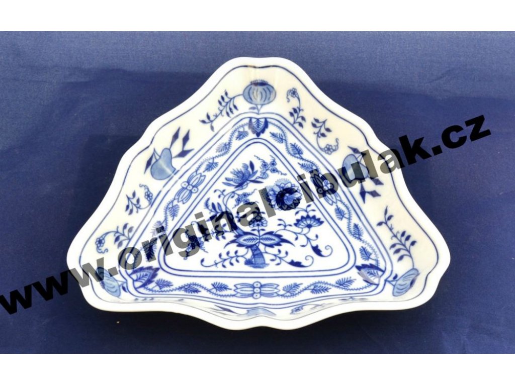 Cibulák mísa salátová tříhranná 19,5 cm originální český porcelán Dubí 2.jakost