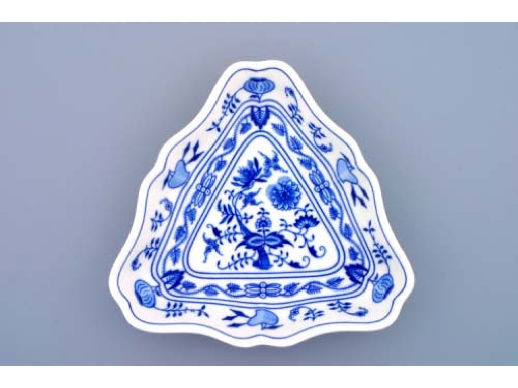 Cibulák mísa salátová tříhranná 19,5 cm originální cibulákový porcelán Dubí, cibulový vzor,