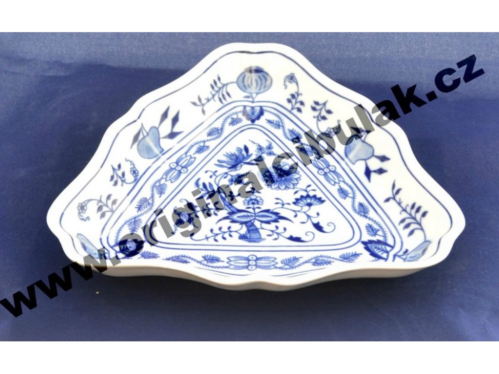 Cibulák misa šalátová trojhranná 19,5 cm  cibulový porcelán originálny cibulák Dubí