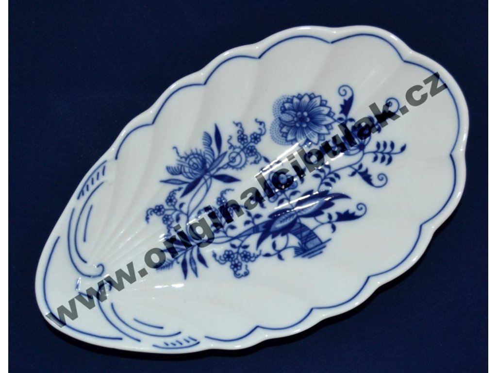 Cibulák miska mušle 23 cm originální cibulákový porcelán Dubí, cibulový vzor,