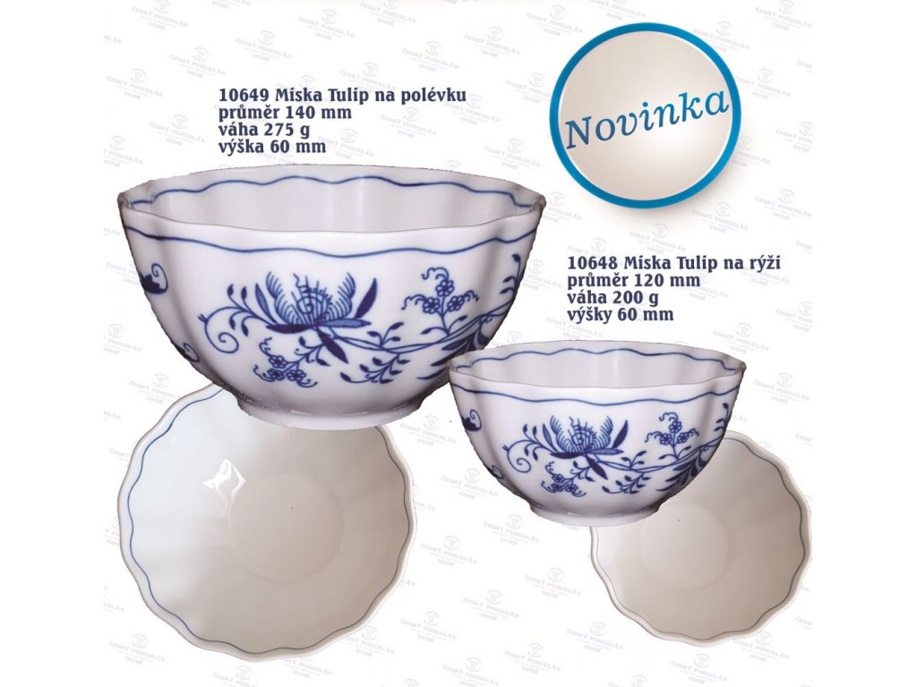 Cibulák miska na ryžu Tulip 12cm cibulový porcelán, originálny cibulák Dubí 2. akosť