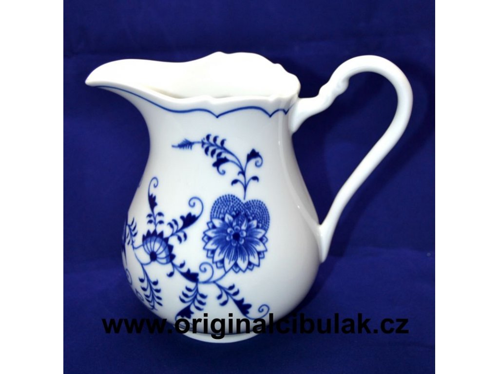 Cibulák mlékovka vysoká 0,85 l, originální cibulákový porcelán Dubí, cibulový vzor,