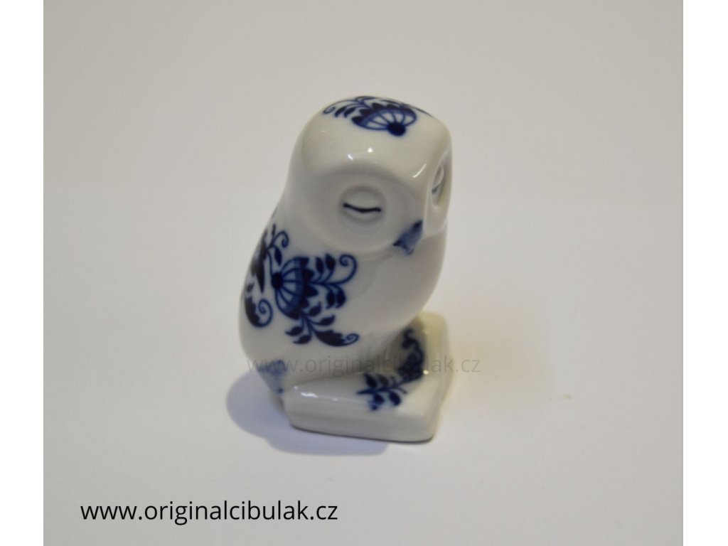Cibulák Múdra sovička 6 cm originálny cibulákový porcelán Dubí, cibuľový vzor 2. akosť