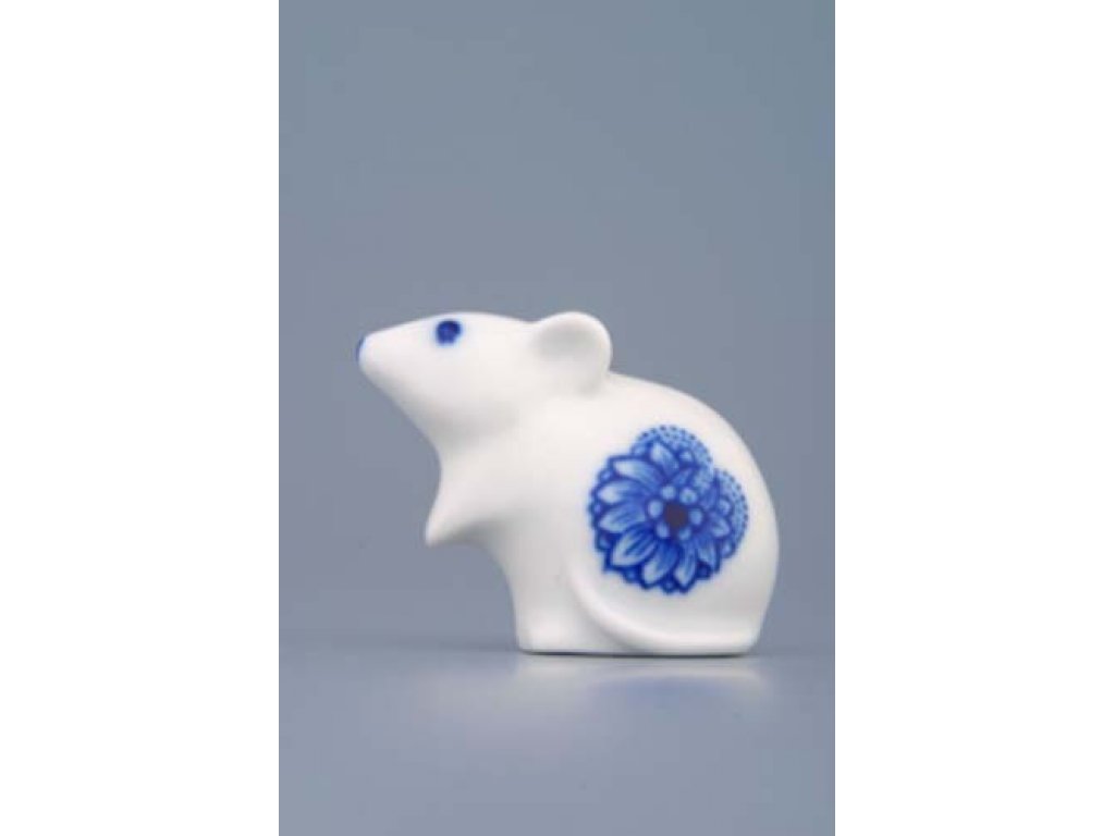 Cibulák myš 5 cm originální cibulákový porcelán Dubí, cibulový vzor,