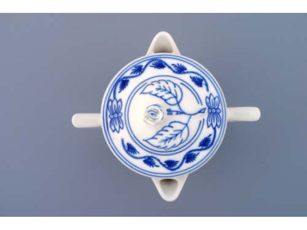Cibulák Omáčník kulatý  s víčkem 0,35 l originální cibulákový porcelán Dubí, cibulový vzor