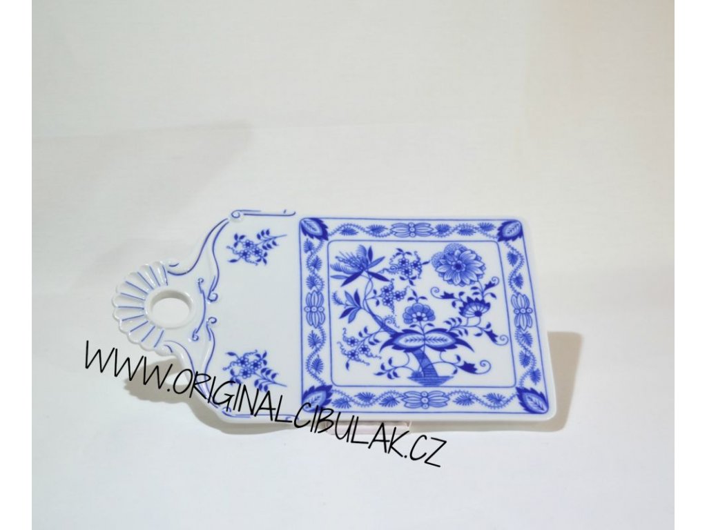 Cibulák podnos na chléb, 27,5 cm, originální cibulákový porcelán Dubí, cibulový vzor,