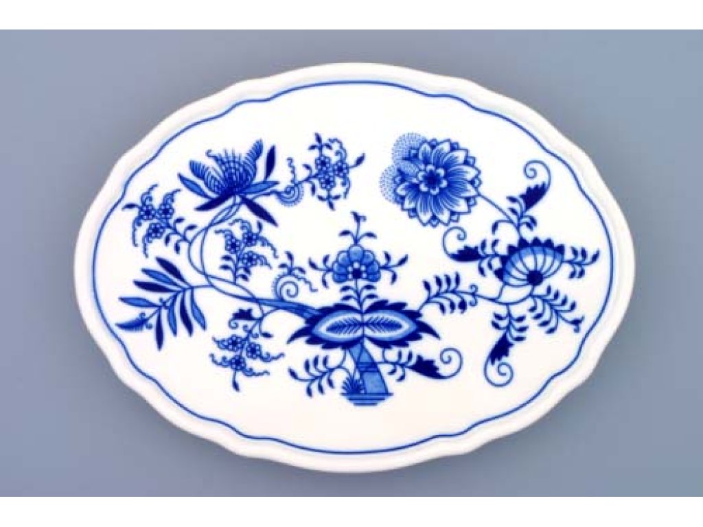 Zwiebelmuster Oval tray on legs 24.5cm 490g Original Blue Onion Pattern Bohemia from Dubi