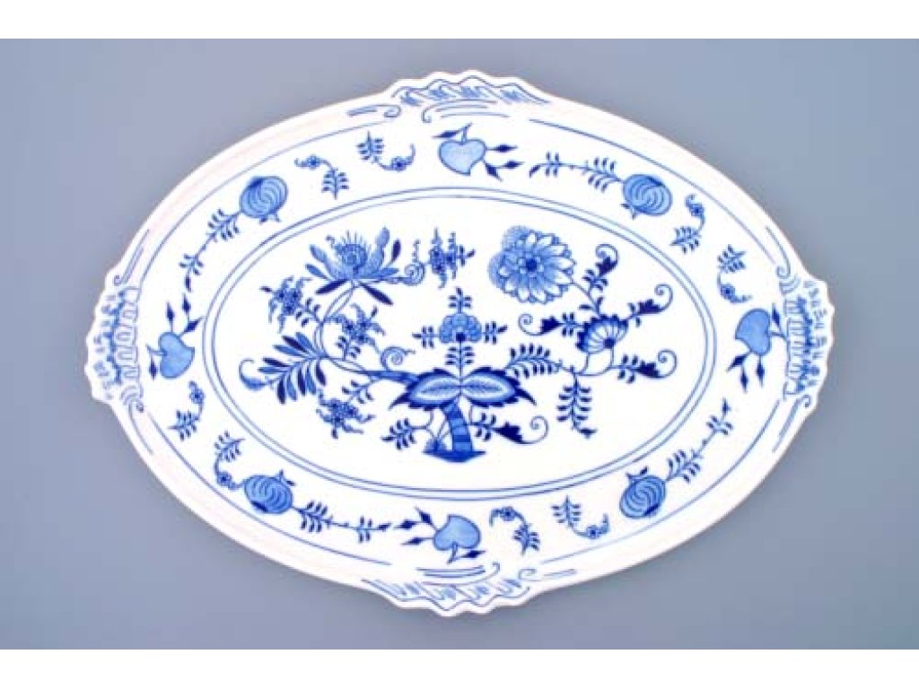 Zwiebelmuster Ovales Tablett 42cm Original Bohemia Porzellan Dubi Karlsbader 