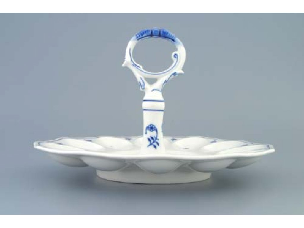 Cibulák podnos párty na vejce s porcelánovým klíčem 24,5 cm originální cibulákový porcelán Dubí, cibulový vzor