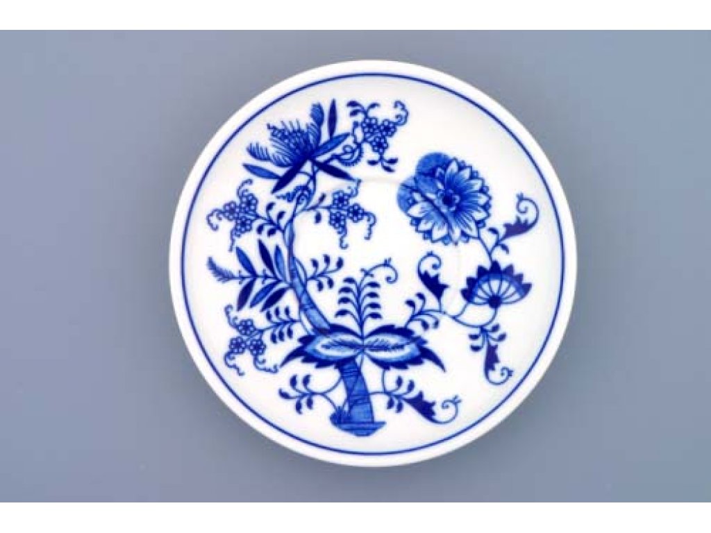 Cibulák Podšálek Ben M 15,3 cm originální cibulákový porcelán Dubí, cibulový vzor,