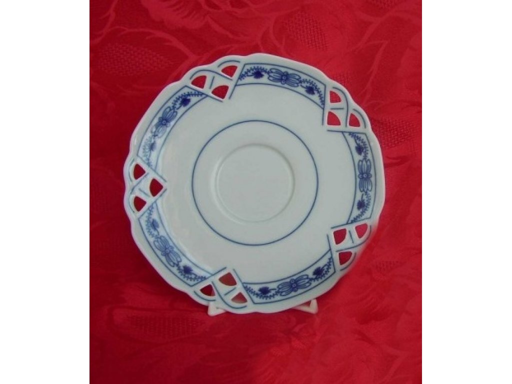 Cibulák podšálka čaj ozdobná (zrkadlová podšálka) 15,3 cm cibulový porcelán originálny cibulák Dubí