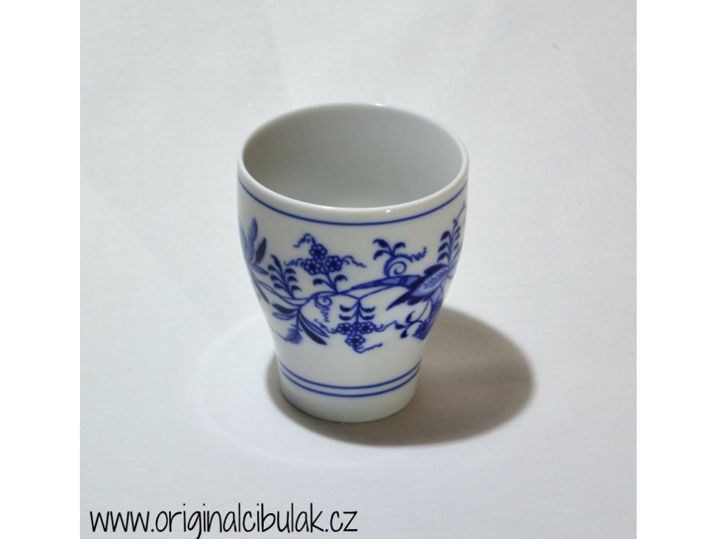 Cibulák pohárek bez oušek 0,25 l originální cibulákový porcelán Dubí, cibulový vzor,