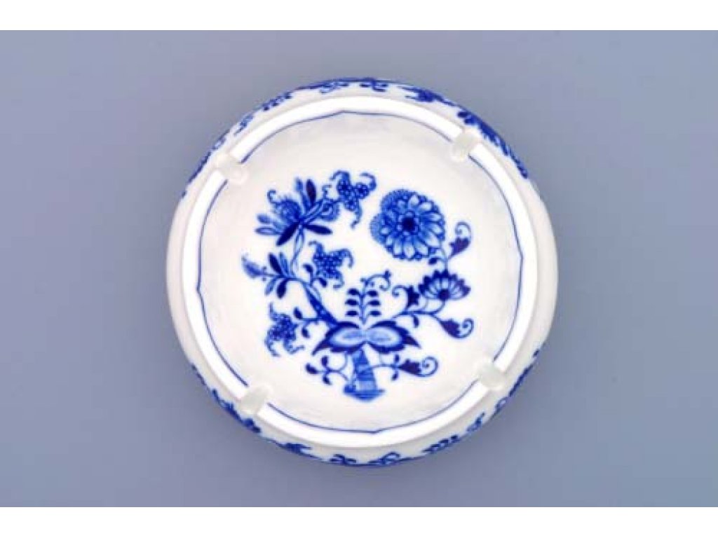 Cibulák popolník guľatý s výrezmi 13 cm cibulový porcelán, originálny porcelán Dubí, 2. akosť