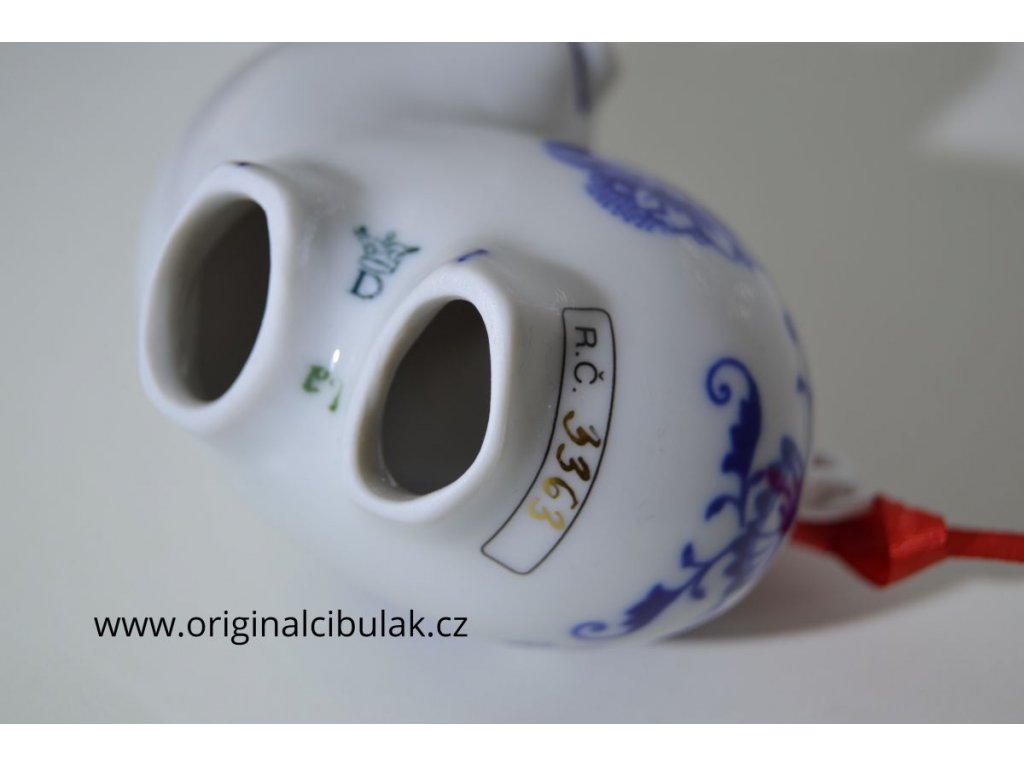 Cibulák Prasátko 8 cm originální cibulákový porcelán Dubí, cibulový vzor,