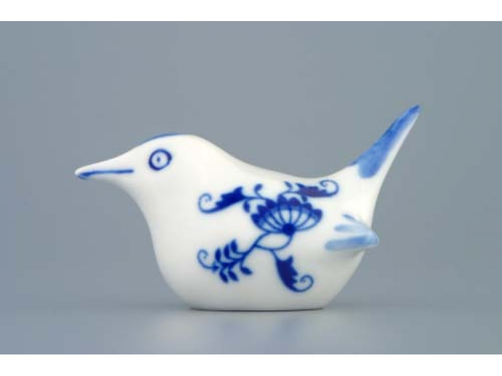 Cibulák Ptáček 2 malý 9 cm originální cibulákový porcelán Dubí, cibulový vzor,