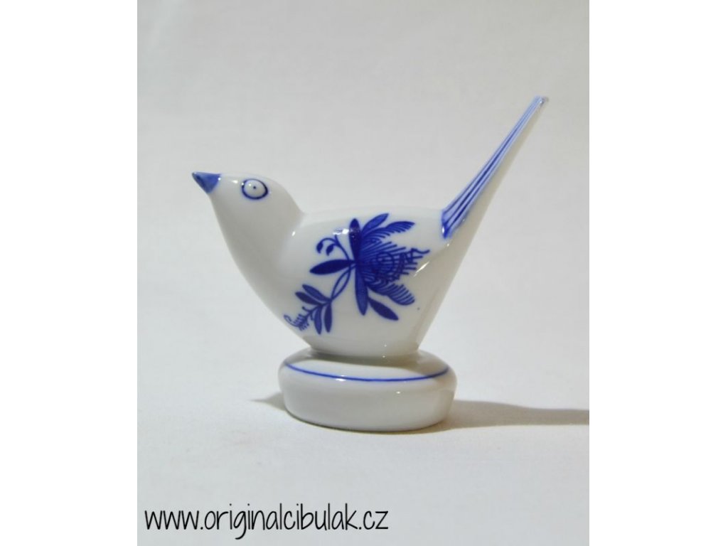 Bulb bird II, 9 cm original Dubí porcelain, onion pattern,