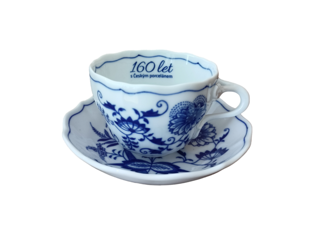 cibulák šálek a podšálek 0,20 l 160 let porcelánu v Dubí 