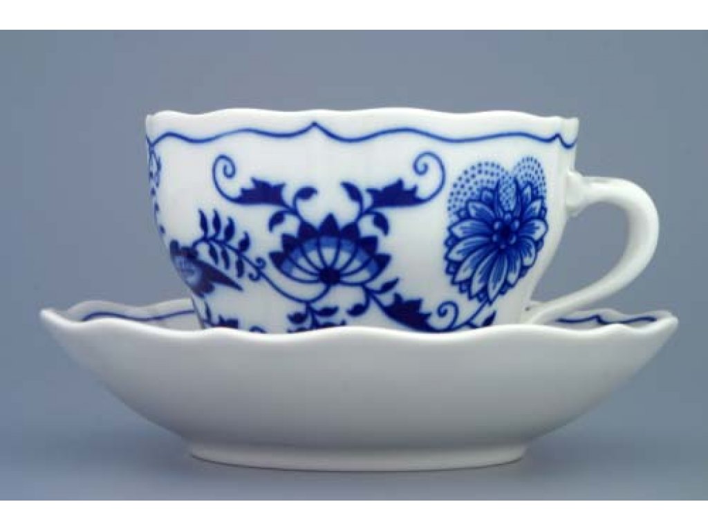 Zwiebelmuster  Cup B and saucer B 0.20L  14cm, Original Bohemia Porcelain from Dubi