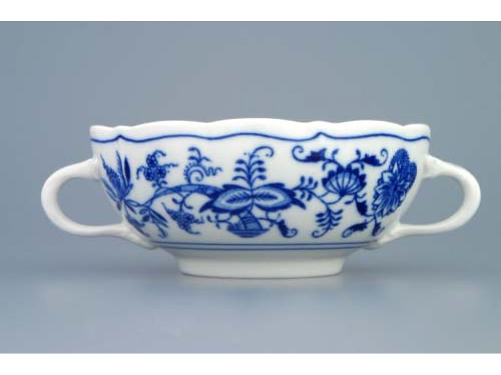 Zwiebelmuster Creamsoup Cup with Handles 0.30L, Original Bohemia Porcelain from Dubi
