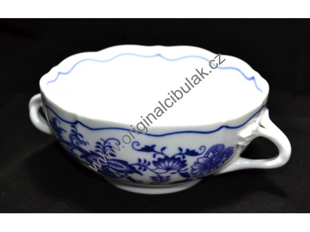 Zwiebelmuster Creamsoup Cup with Handles 0.30L, Original Bohemia Porcelain from Dubi