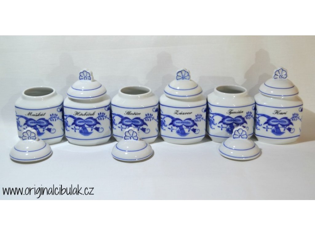 Cibulák Souprava 6 kořenek - rozšířená řada, originální cibulákový porcelán Dubí , cibulový vzor,