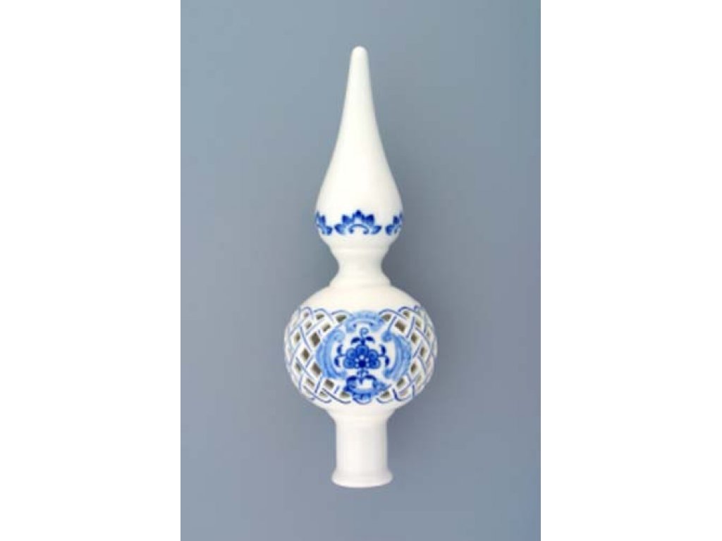 Cibulák špička, vánoční ozdoba prolamovaná 22 cm originální cibulákový porcelán Dubí, cibulový vzor
