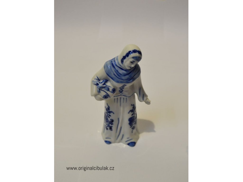 Cibulák Stařenka s uzlíkem 15 cm originální cibulákový porcelán Dubí, cibulový vzor,