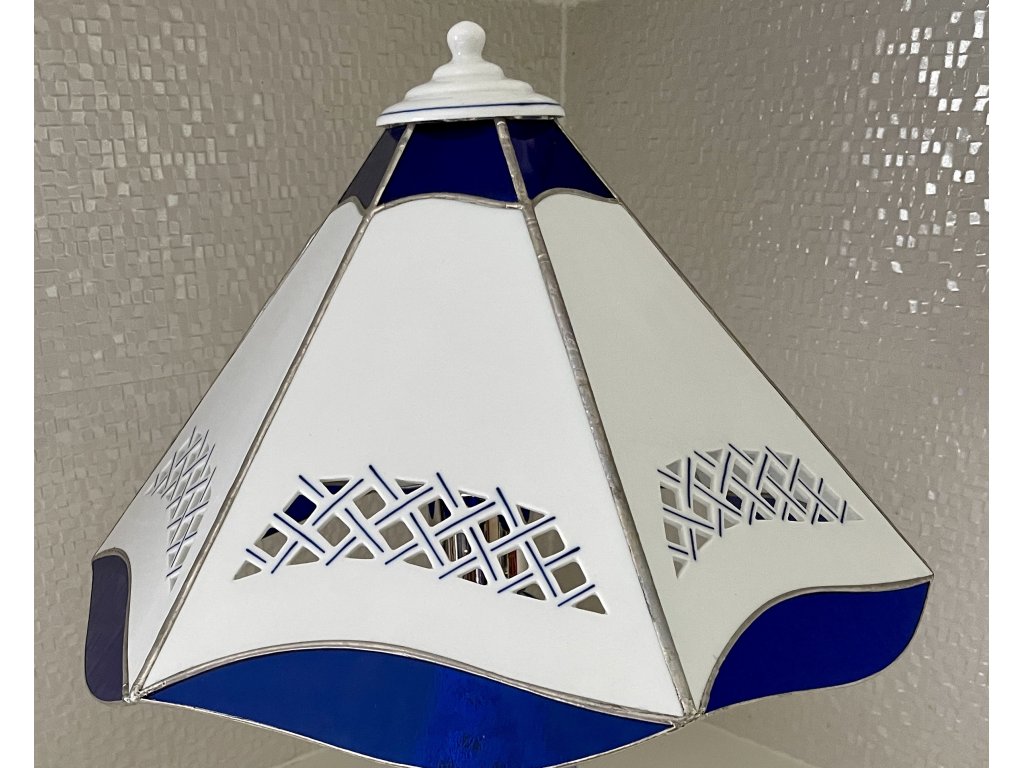 Zwiebelmuster Lampshade 6 Sides Perforated, Original Bohemia Porcelain from Dubi