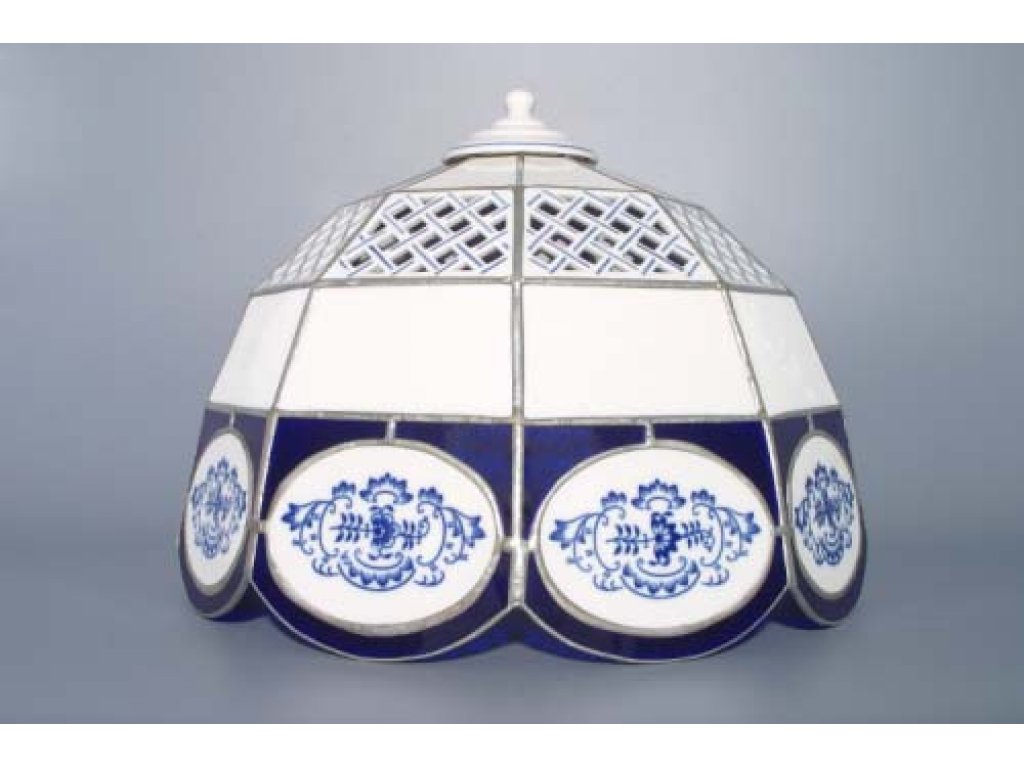 Cubulák tienidlo vitráž mriežkované / deväť stien  35 cm cibulový porcelán, originálny cibulák Dubí 1. akosť