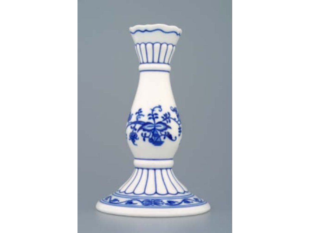 Cibulák svícen  1969, 16 cm originální cibulákový porcelán Dubí, cibulový vzor,