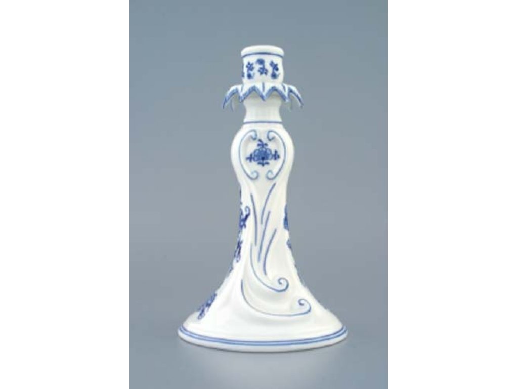 Cibulák svícen  1983, 22 cm originální cibulákový porcelán Dubí, cibulový vzor,