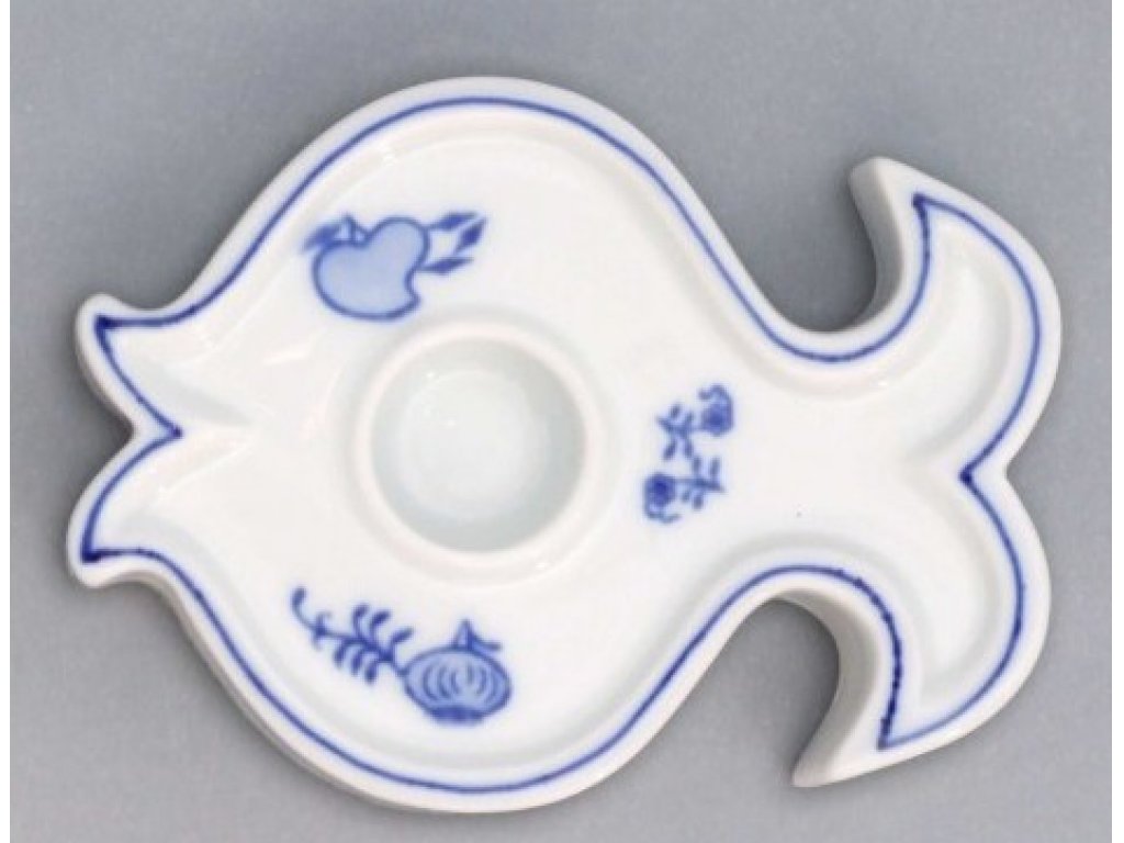 Cibulák Svícen plochý ryba 9,2 cm originální cibulákový porcelán Dubí, cibulový vzor,