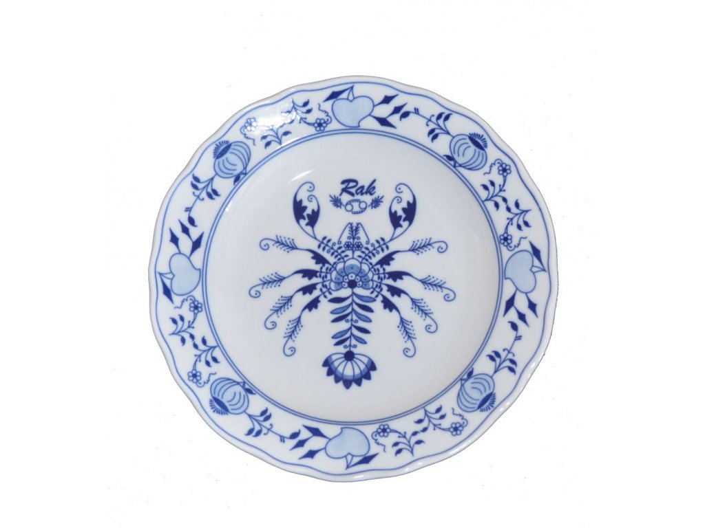 cibulák plate 24 cm zodiac Cancer horoscope Czech porcelain Dubí 2nd quality