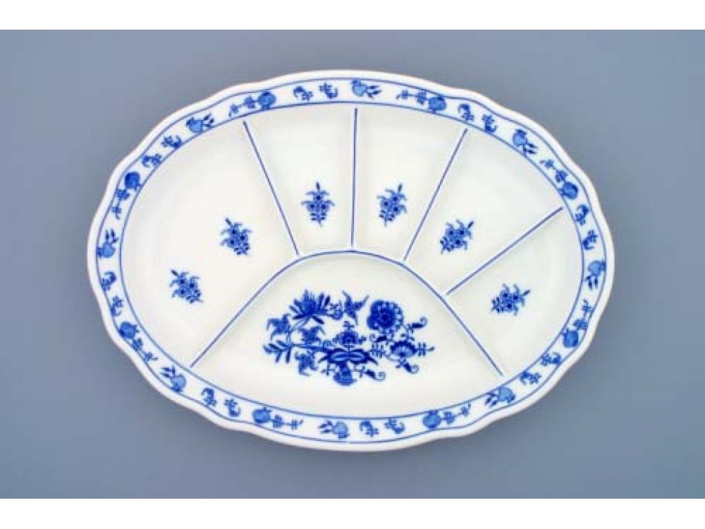 Cibulák Talíř dělený 35 cm originální cibulákový porcelán Dubí , cibulový vzor,