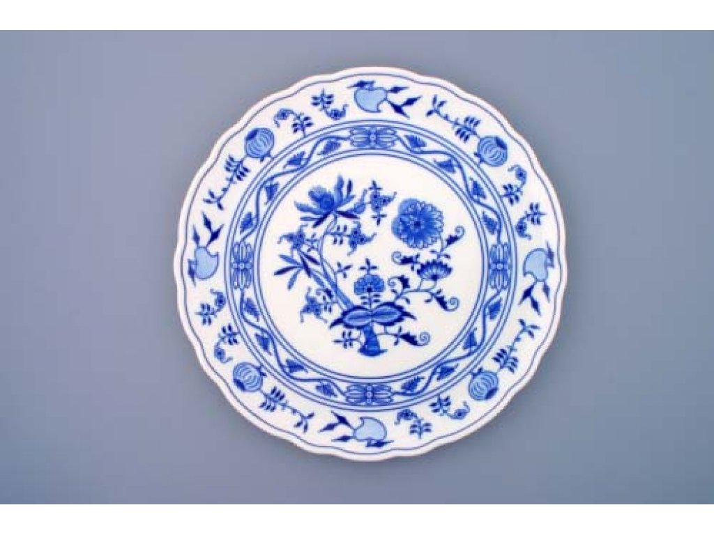 Cibulák talíř dortový 31 cm originální cibulákový porcelán Dubí, cibulový vzor,