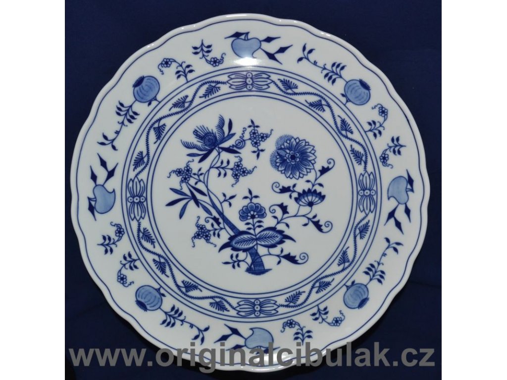 Cibulák talíř dortový 31 cm originální cibulákový porcelán Dubí, cibulový vzor,