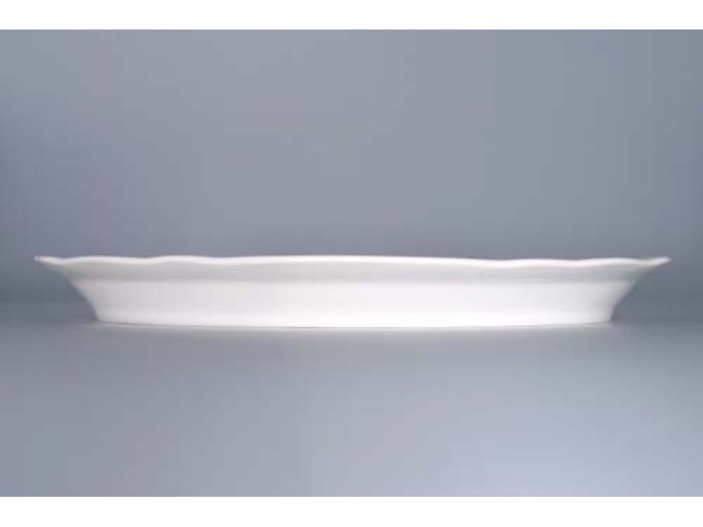 Servierplatte Mit Ständer Aus Porzellan – Oval, 40x23 Cm, Goldener Edelstahl-Ständer, Inkl. Weiße Teller, Für Stilvolles Servieren