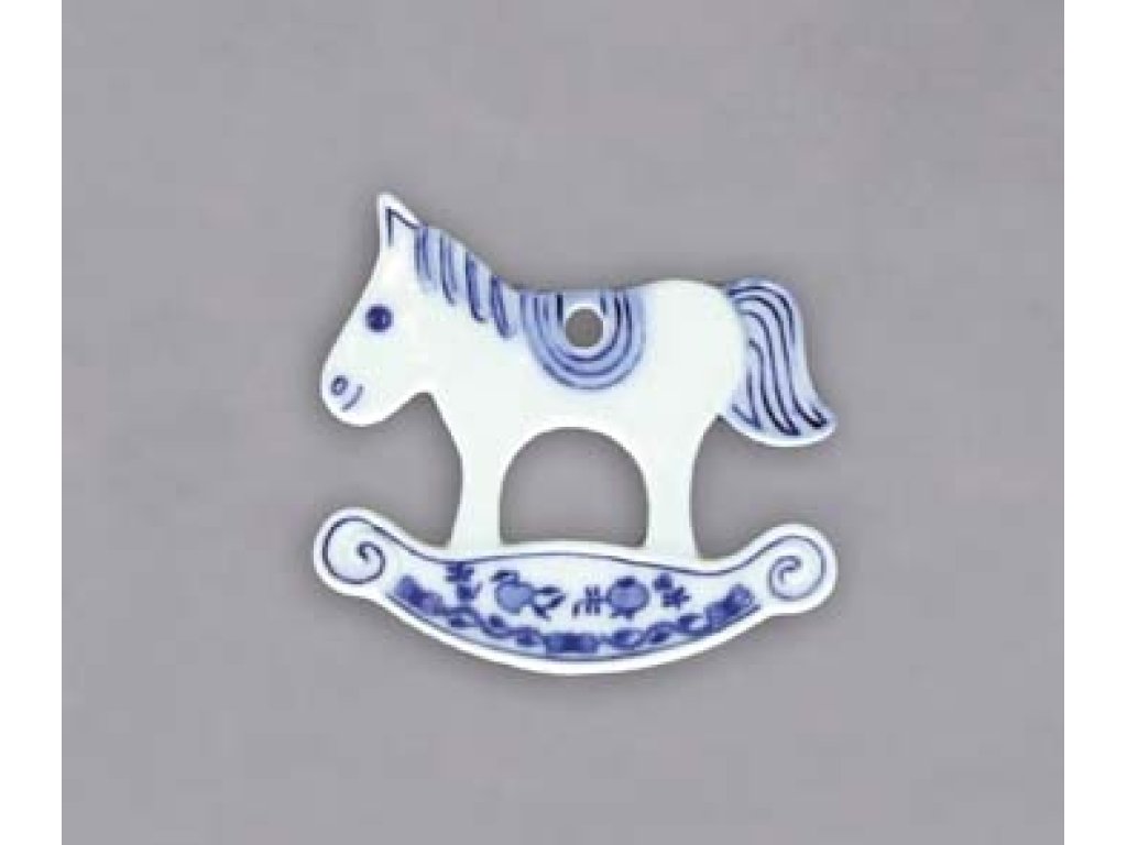 Cibulák Vánoční ozdoba houpací koník 8,0 x 8,9 cm 30g Originál Český porcelán Dubí 2