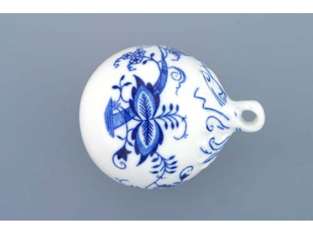 Cibulák vánoční ozdoba koule 7 cm originální cibulákový porcelán Dubí, cibulový vzor,