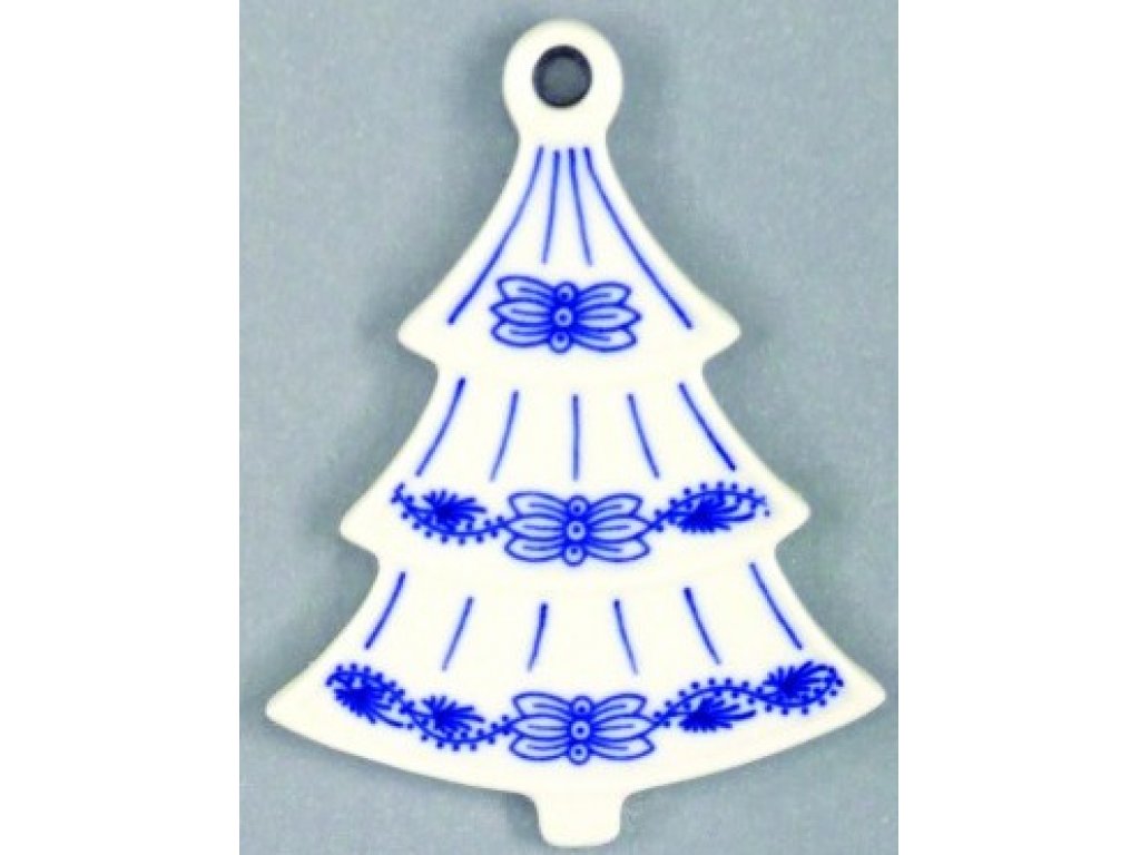 Zwiebelmuster Christmas Decoration Tree, Original Bohemia Porcelain from Dubi