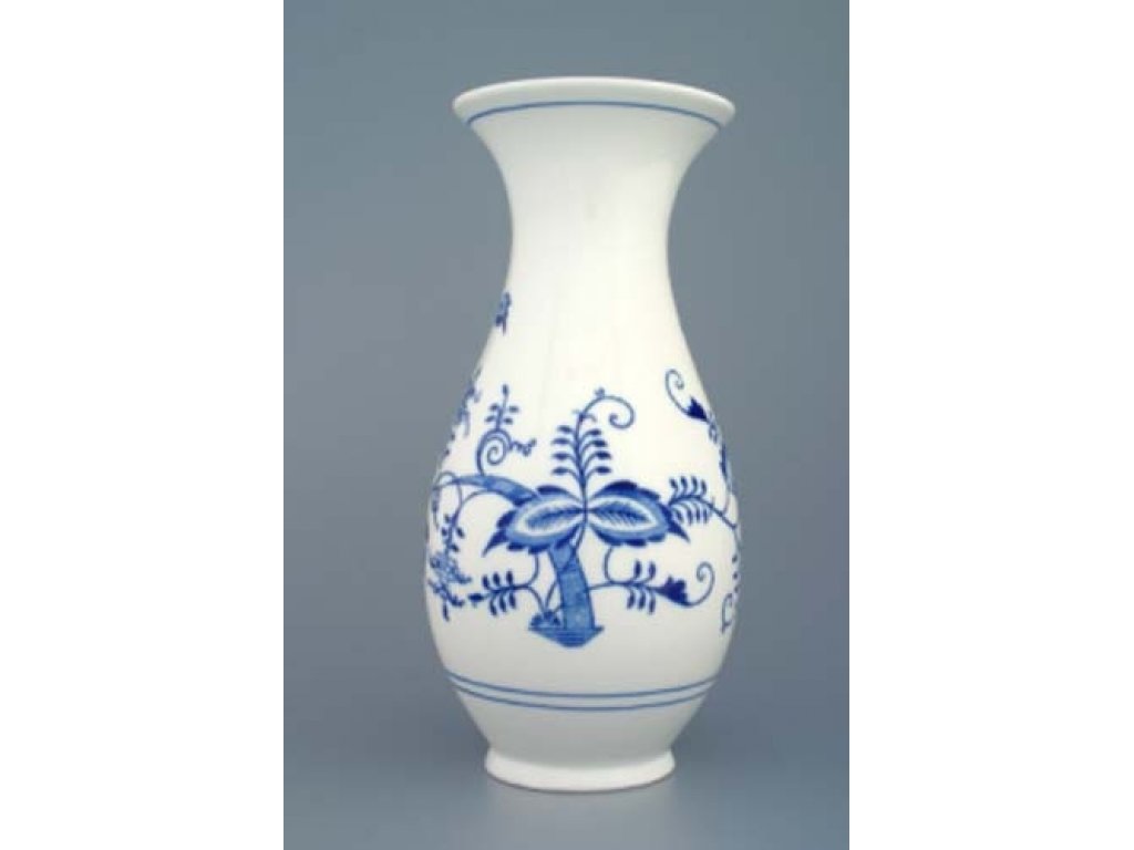 Cibulák váza  1210/3, 25,5 cm originální cibulákový porcelán Dubí, cibulový vzor, 2.jakost