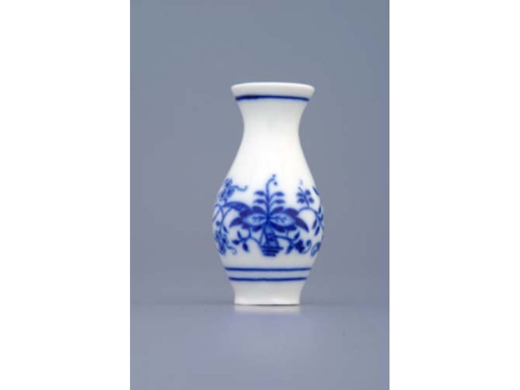 Cibulák váza 1210 mini 6 cm originální cibulákový porcelán Dubí, cibulový vzor,