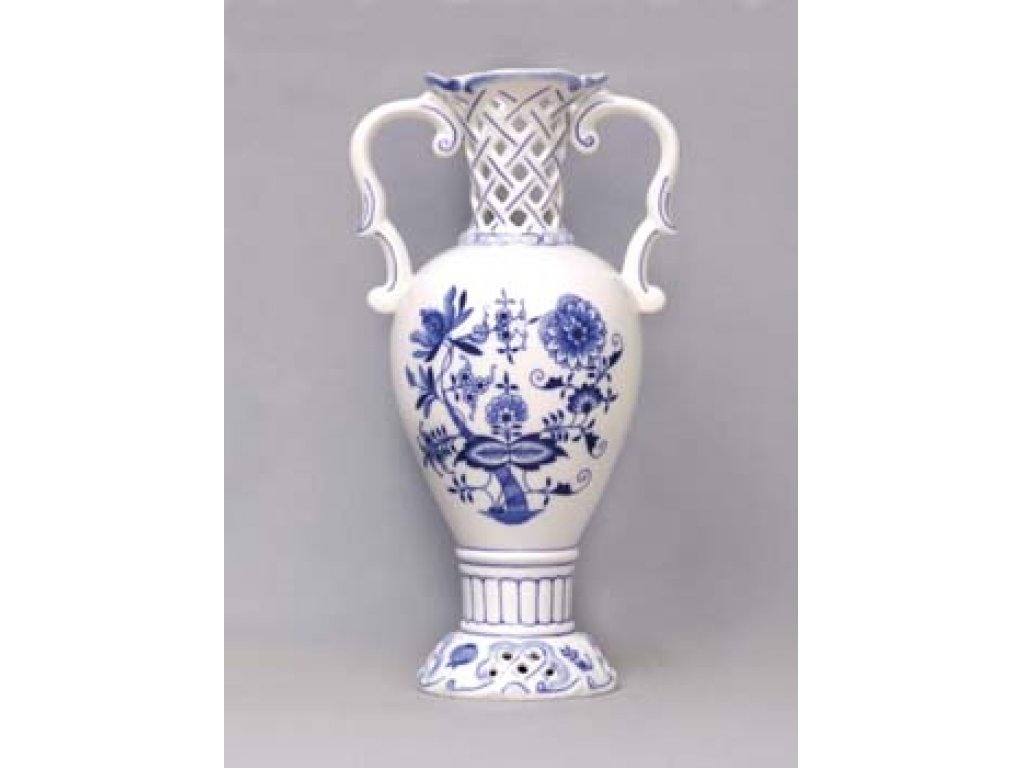 Zwiebelmuster Vase Durchbrochen 30cm Original Bohemia Porzellan aus Dubi 2. Wahl