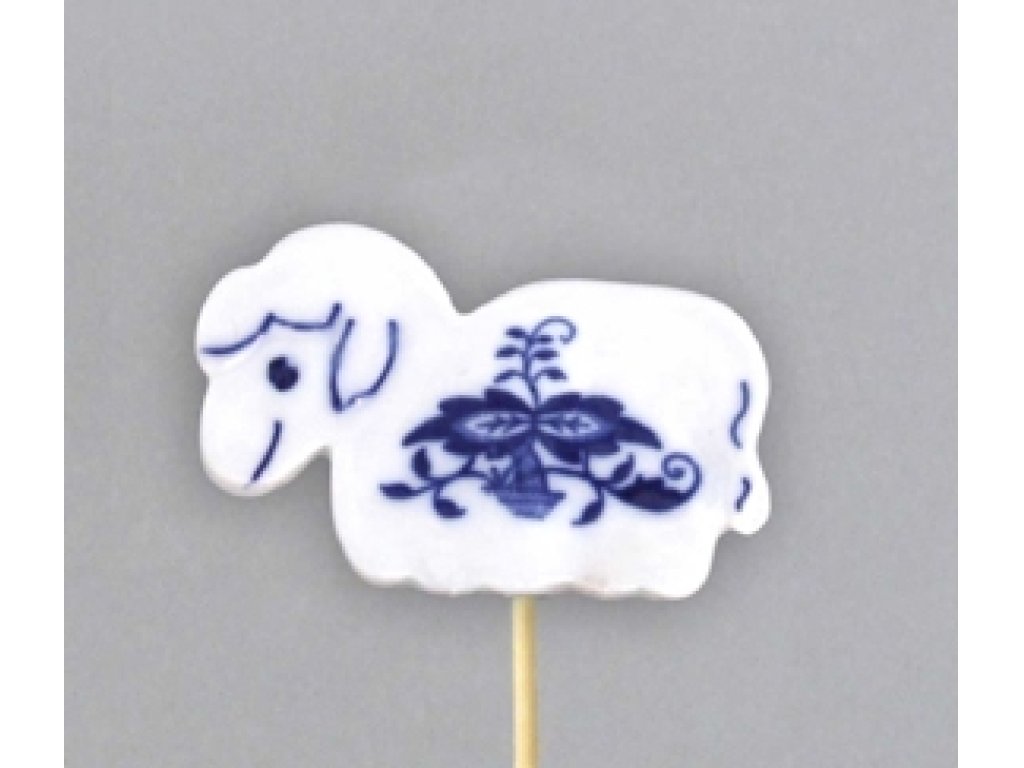 Cibulák Velikonoční ozdoba  ovečka zápich 5,9 x 3,9 cm Originál Český porcelán Dubí 
